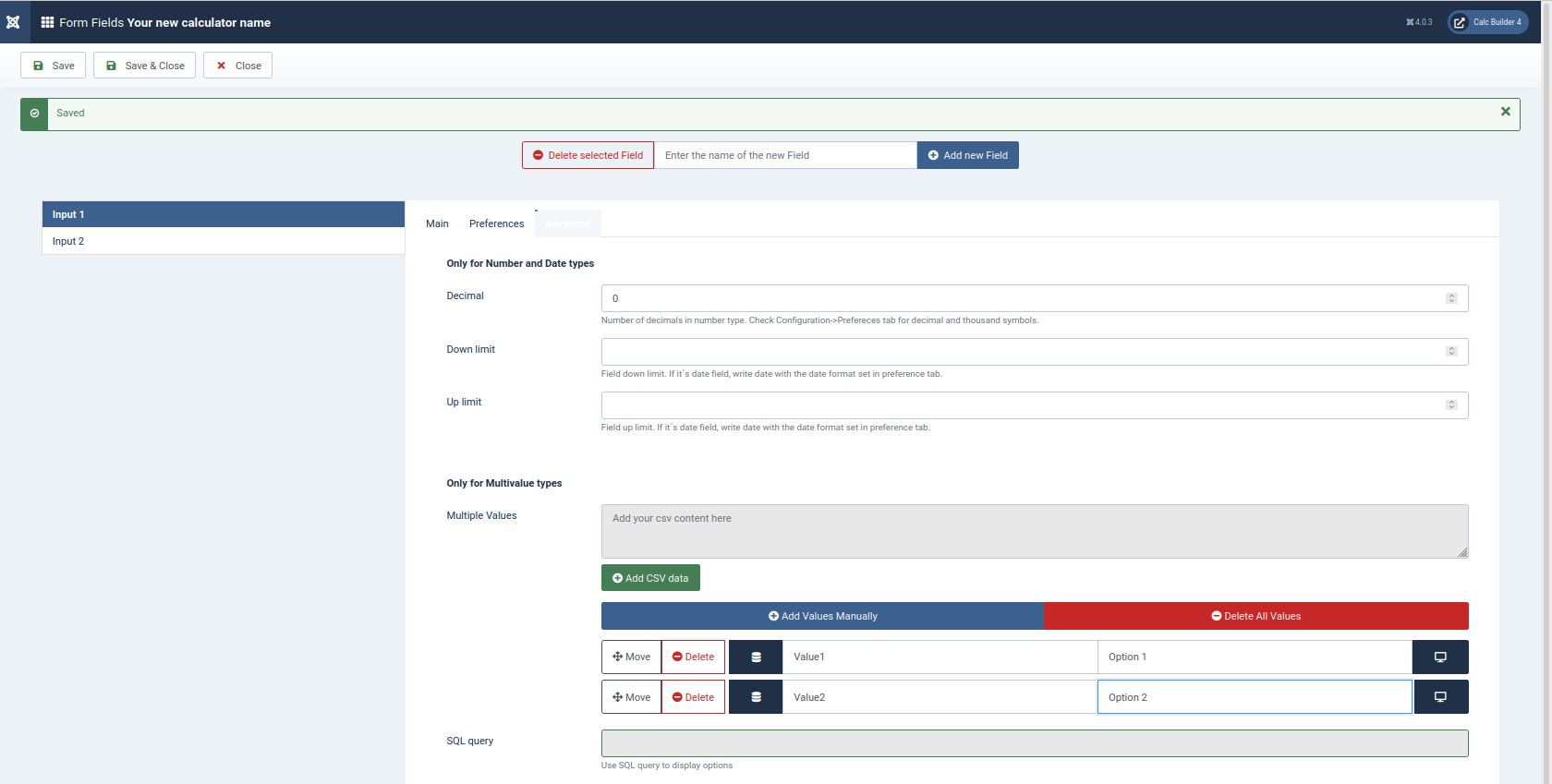 Calcbuilder for Joomla 4