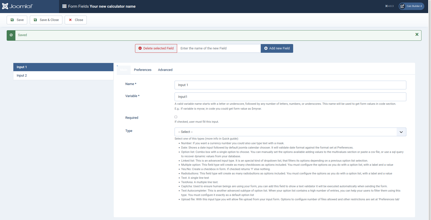 Calcbuilder for Joomla 4