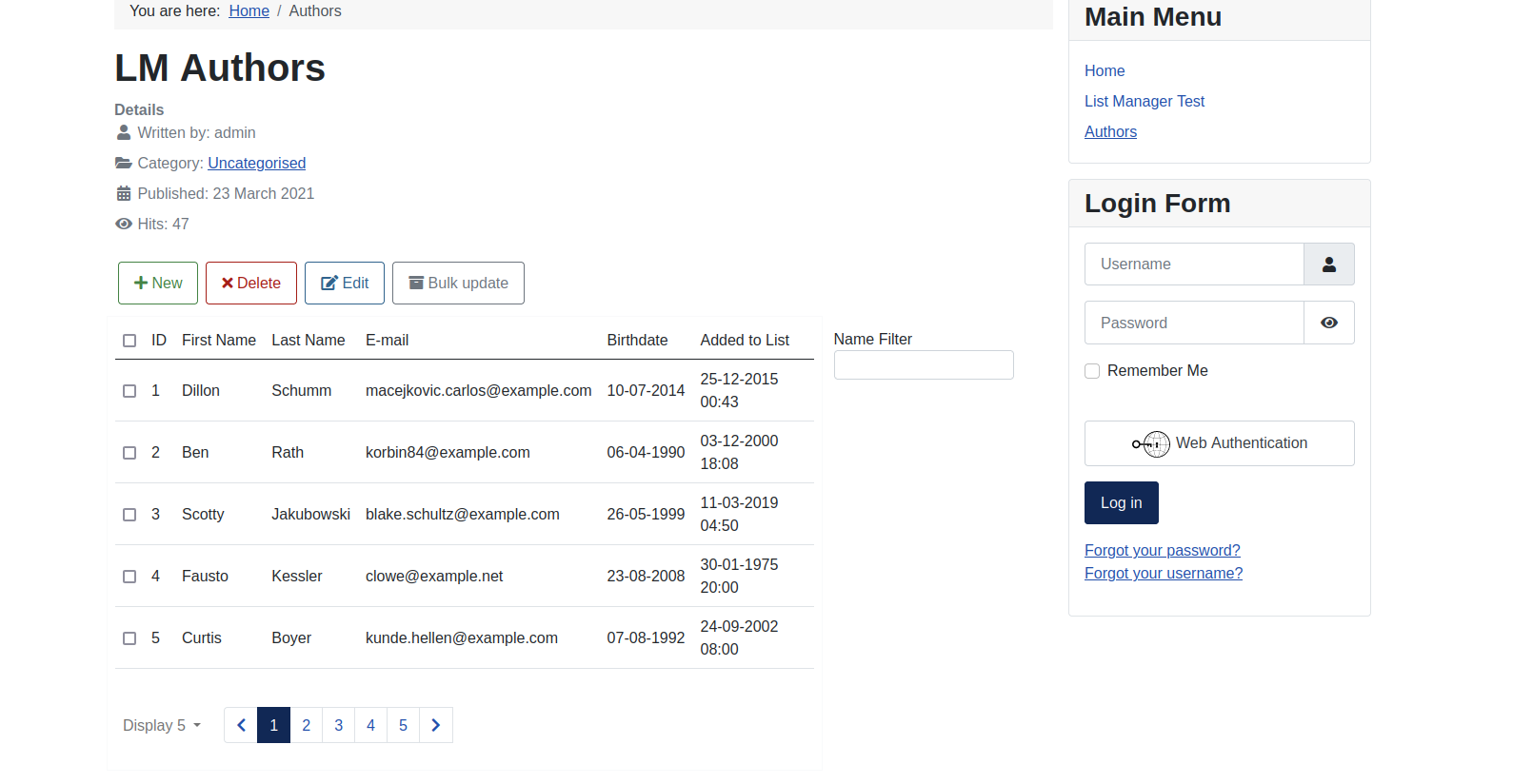 List Manager for Joomla 4