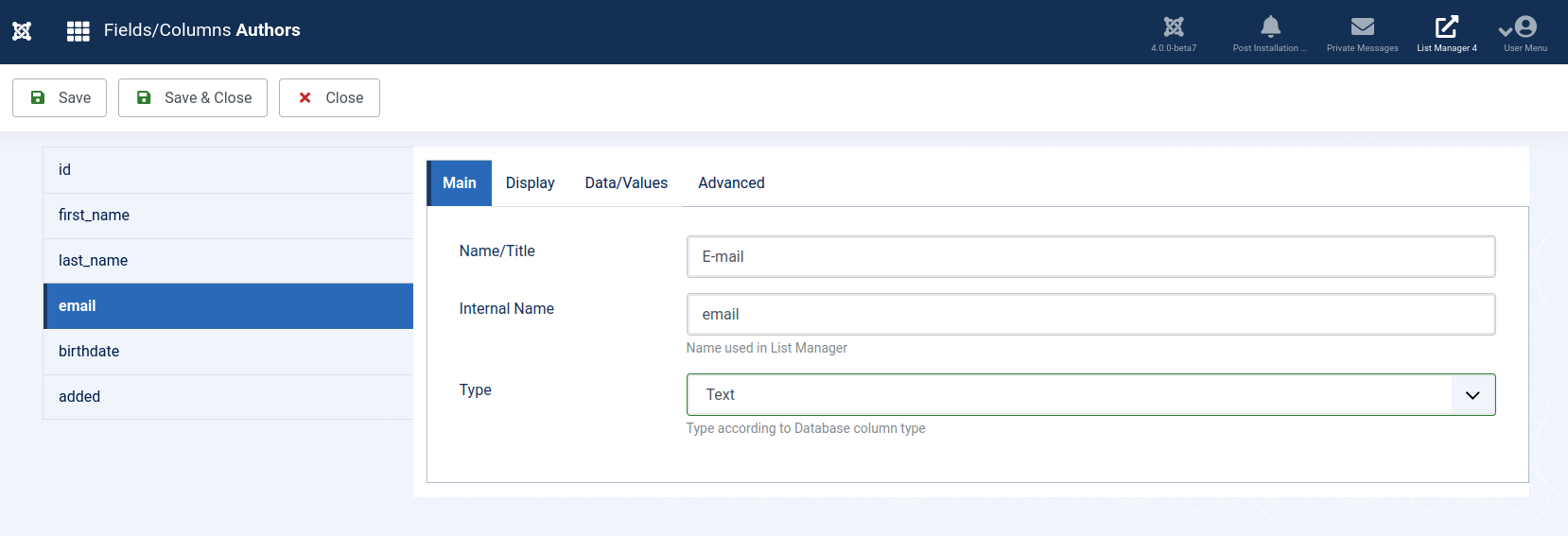 List Manager for Joomla 4