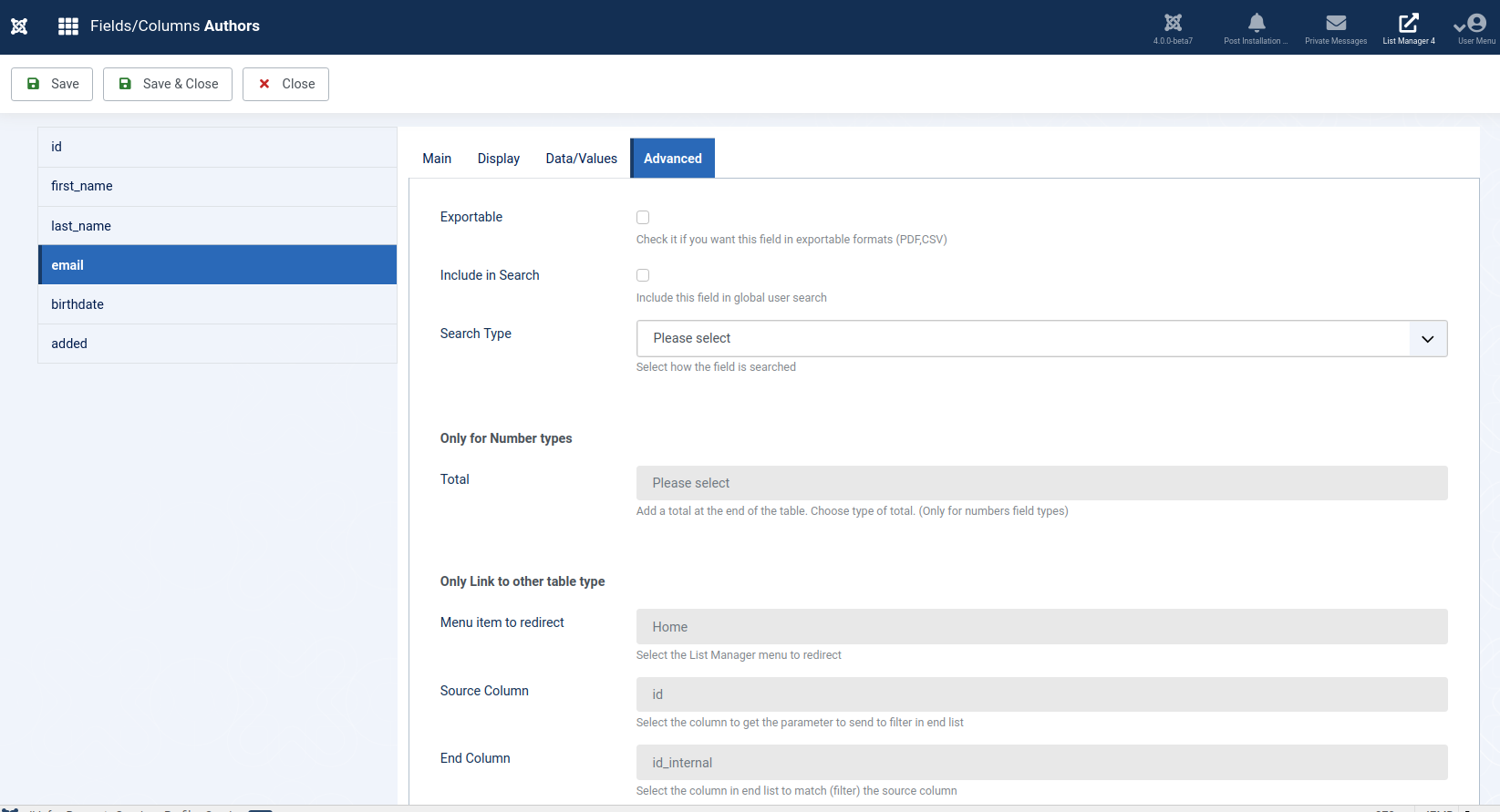 List Manager for Joomla 4